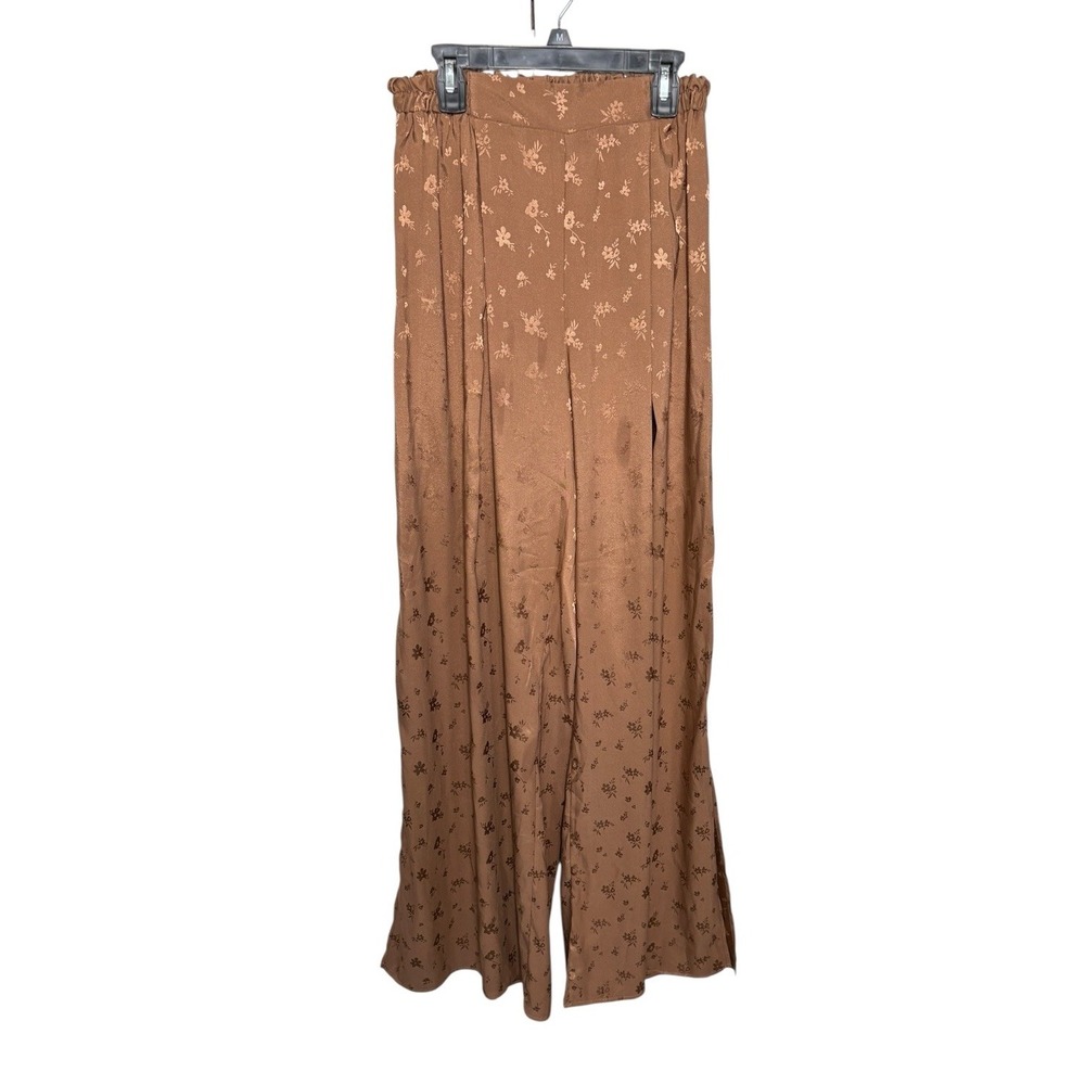 Lucy In The Sky Wide Leg Printed Pull On Pants Size Med Split Hem Boho Festival